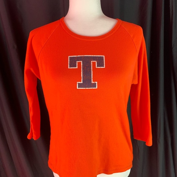 Tommy Hilfiger orange 3/4 sleeve tee with blue T size XL - Picture 1 of 6